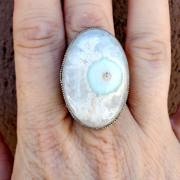 New Solar Quartz Agate 925 Silver Statement Ring. - Picture 3 of 16